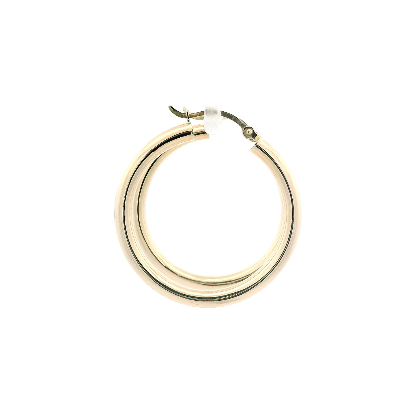 14K Yellow Gold Tube Hoop Earrings