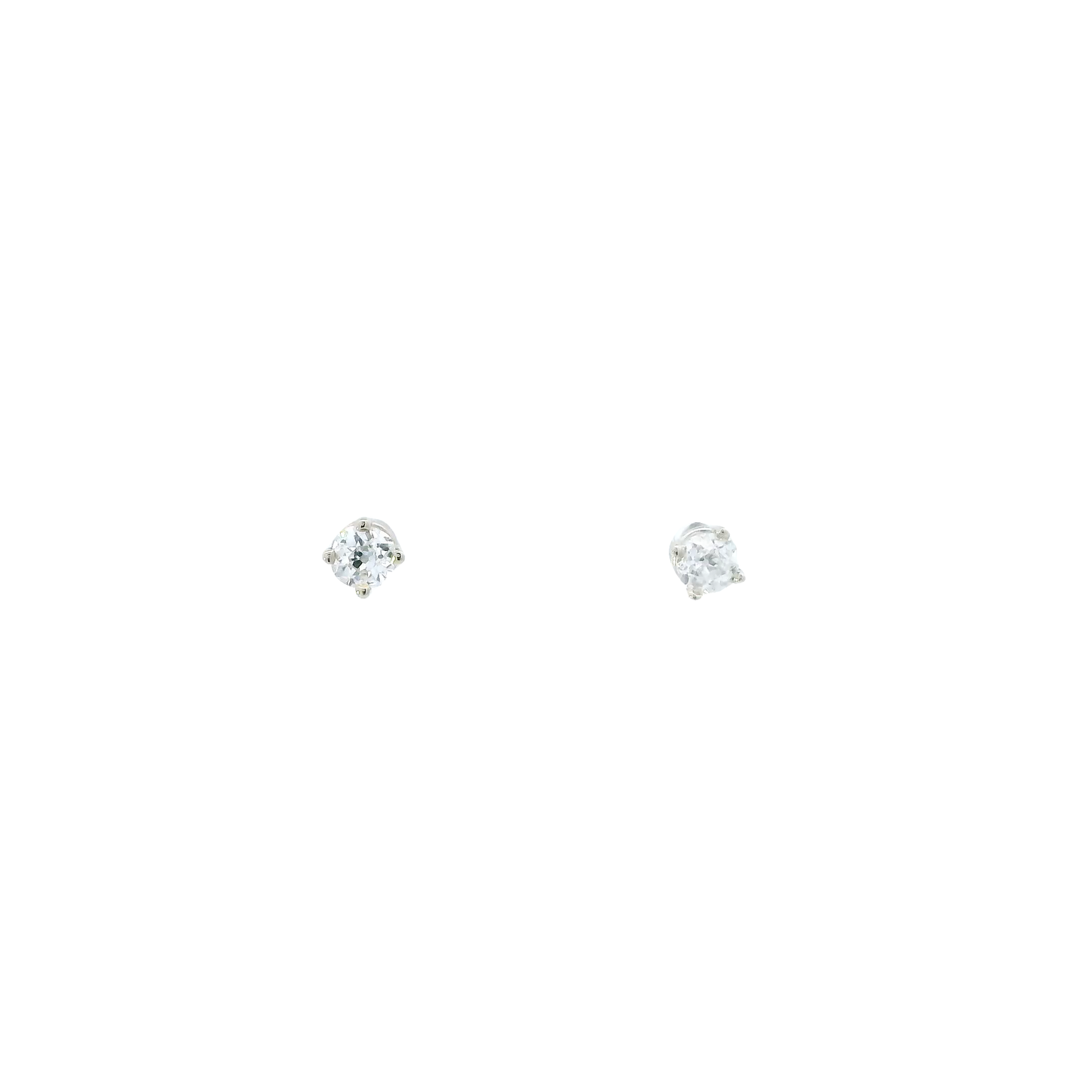 14K White Gold Diamond Old European Stud Earrings