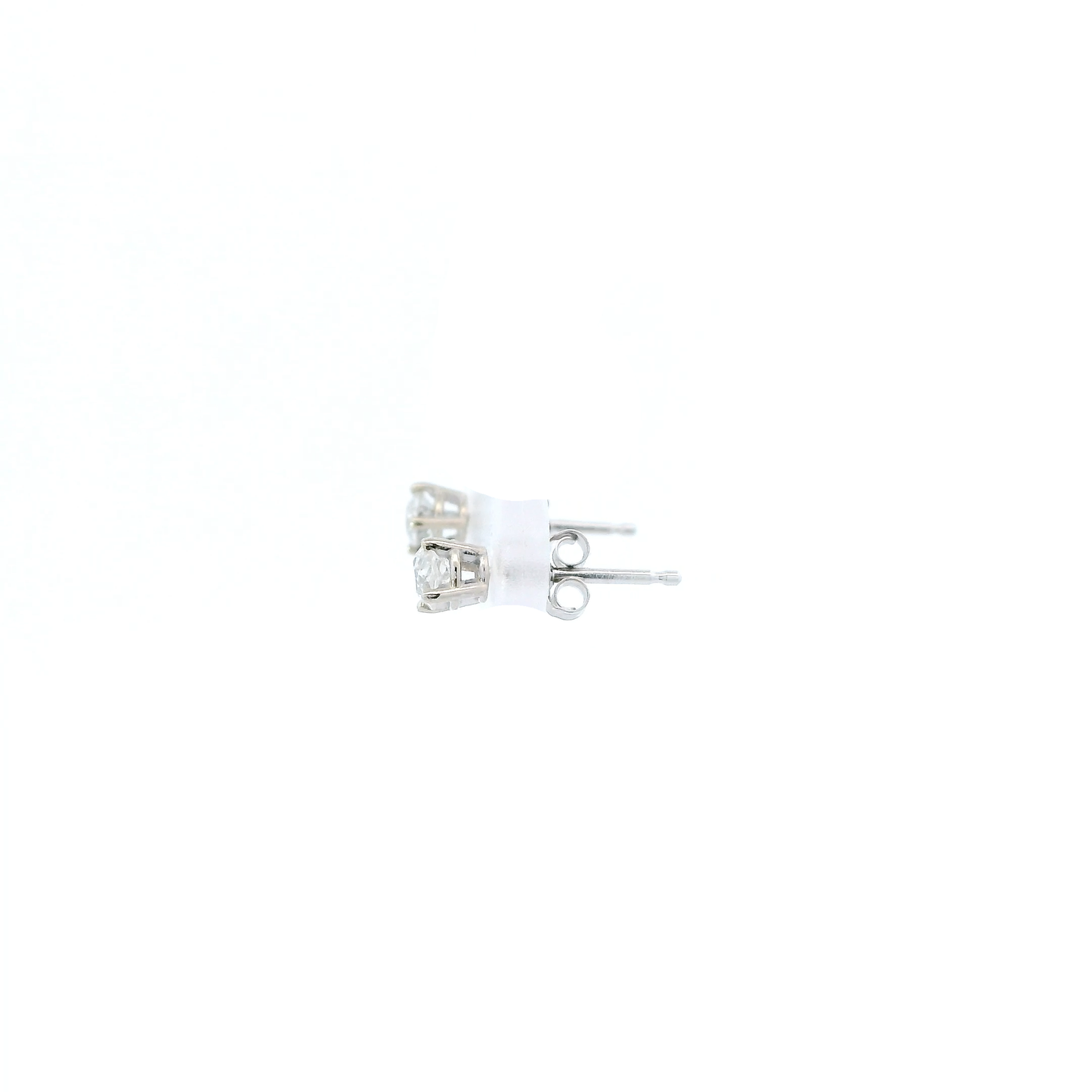 14K White Gold Diamond Old European Stud Earrings