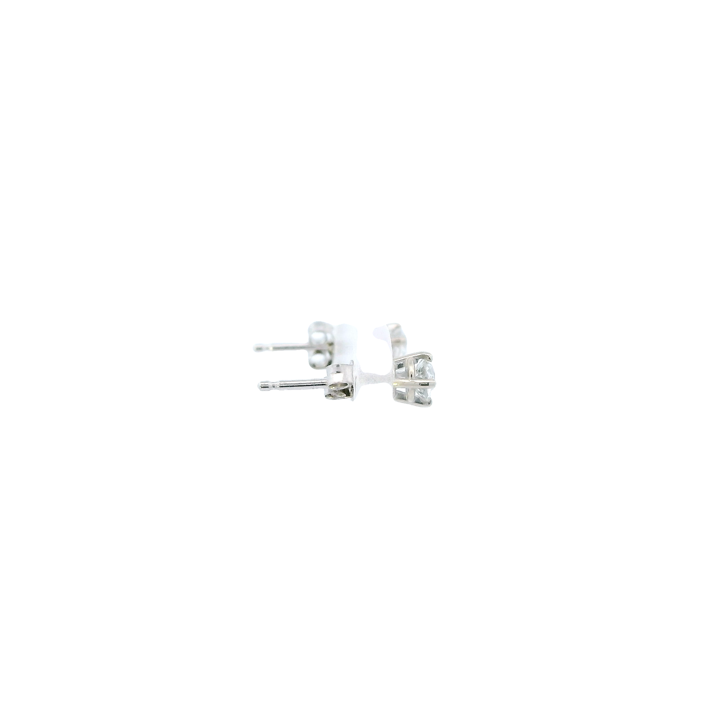 14K White Gold Diamond Old European Stud Earrings