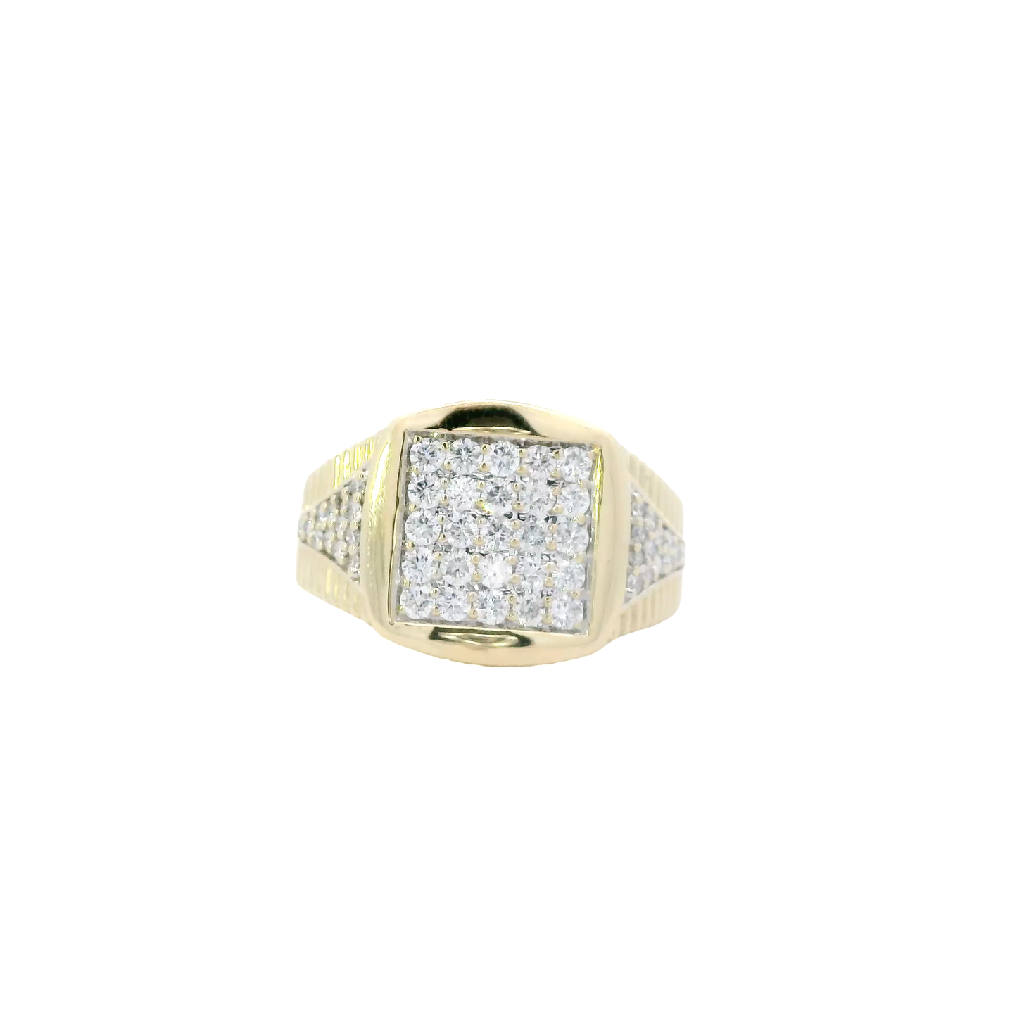 14K Yellow Gold Diamond Mens Ring - 0.99ct