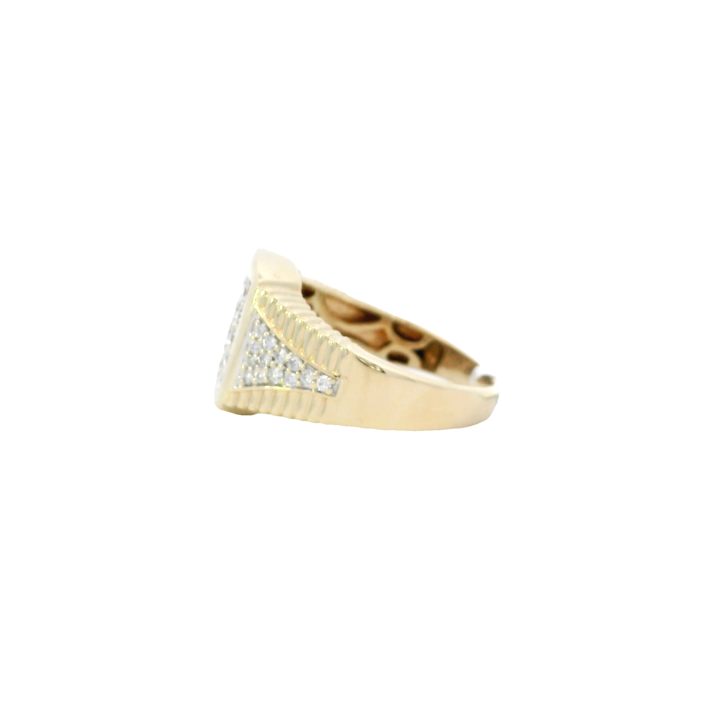 14K Yellow Gold Diamond Mens Ring - 0.99ct