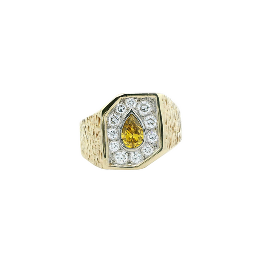 14K Yellow Gold Men's Diamond Ring - 1.87ct
