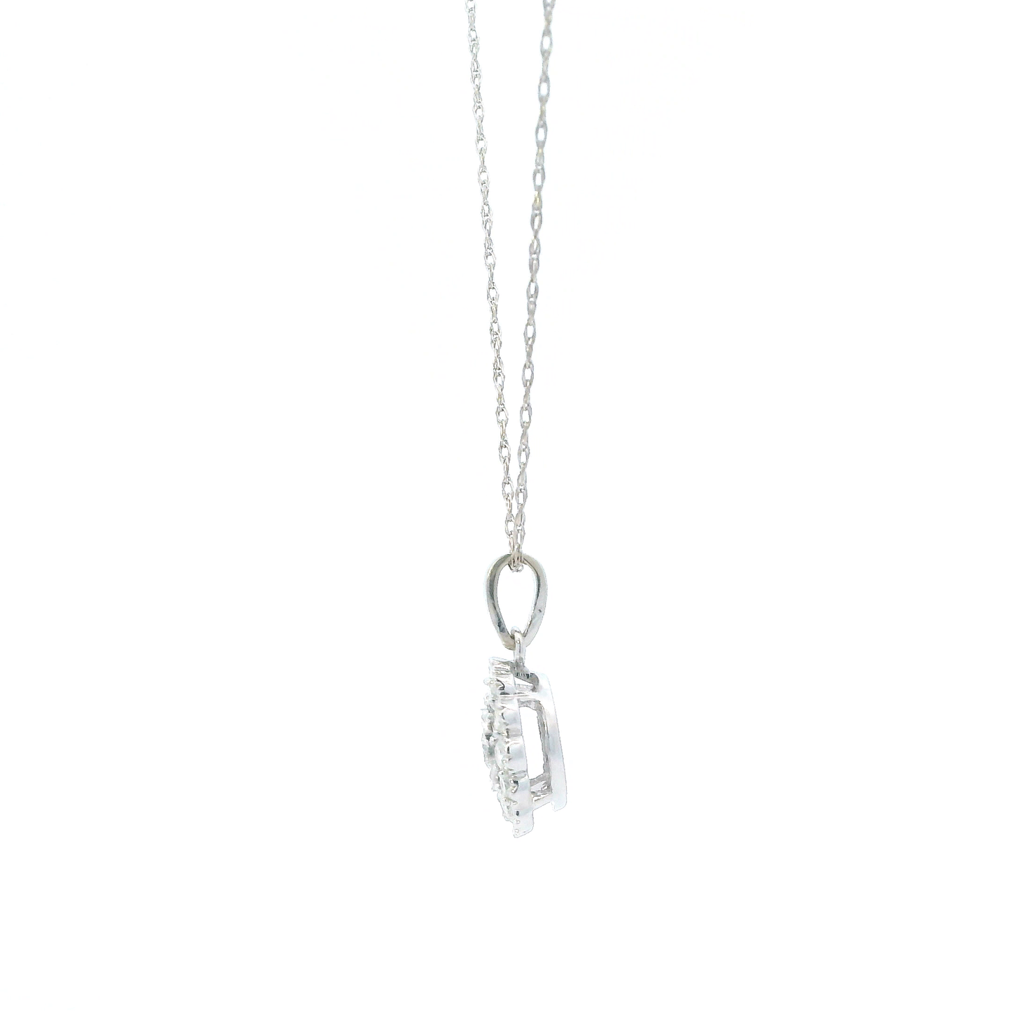 14K White Gold Diamond Pendant & Rope Chain Set -  0.44ct