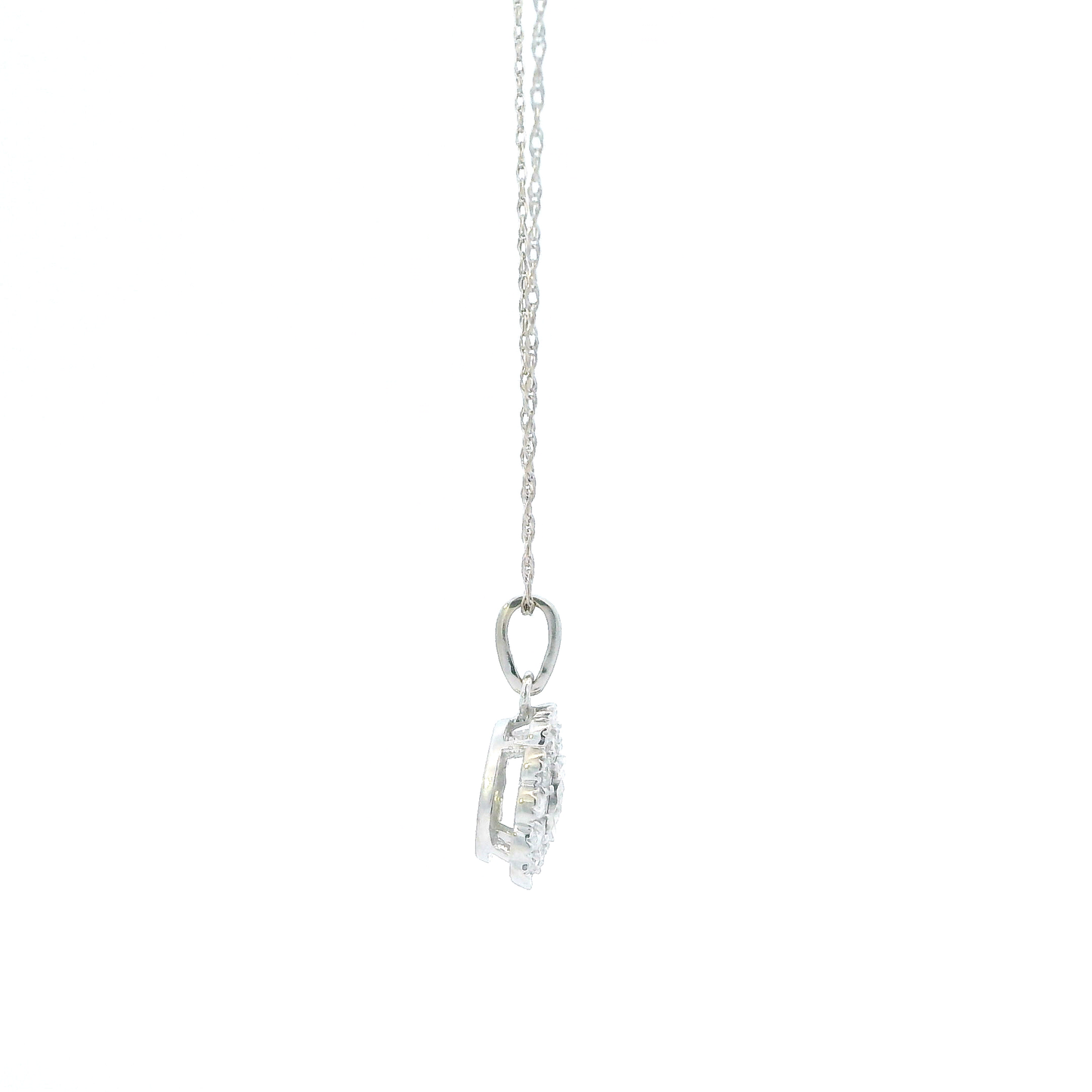 14K White Gold Diamond Pendant & Rope Chain Set -  0.44ct