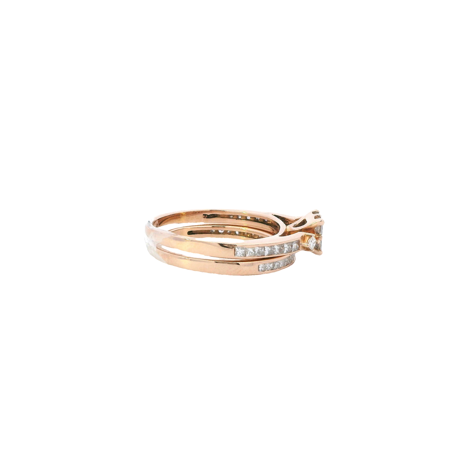 14k Rose Gold Diamond Engagement & Wedding Ring Set - 0.75ct