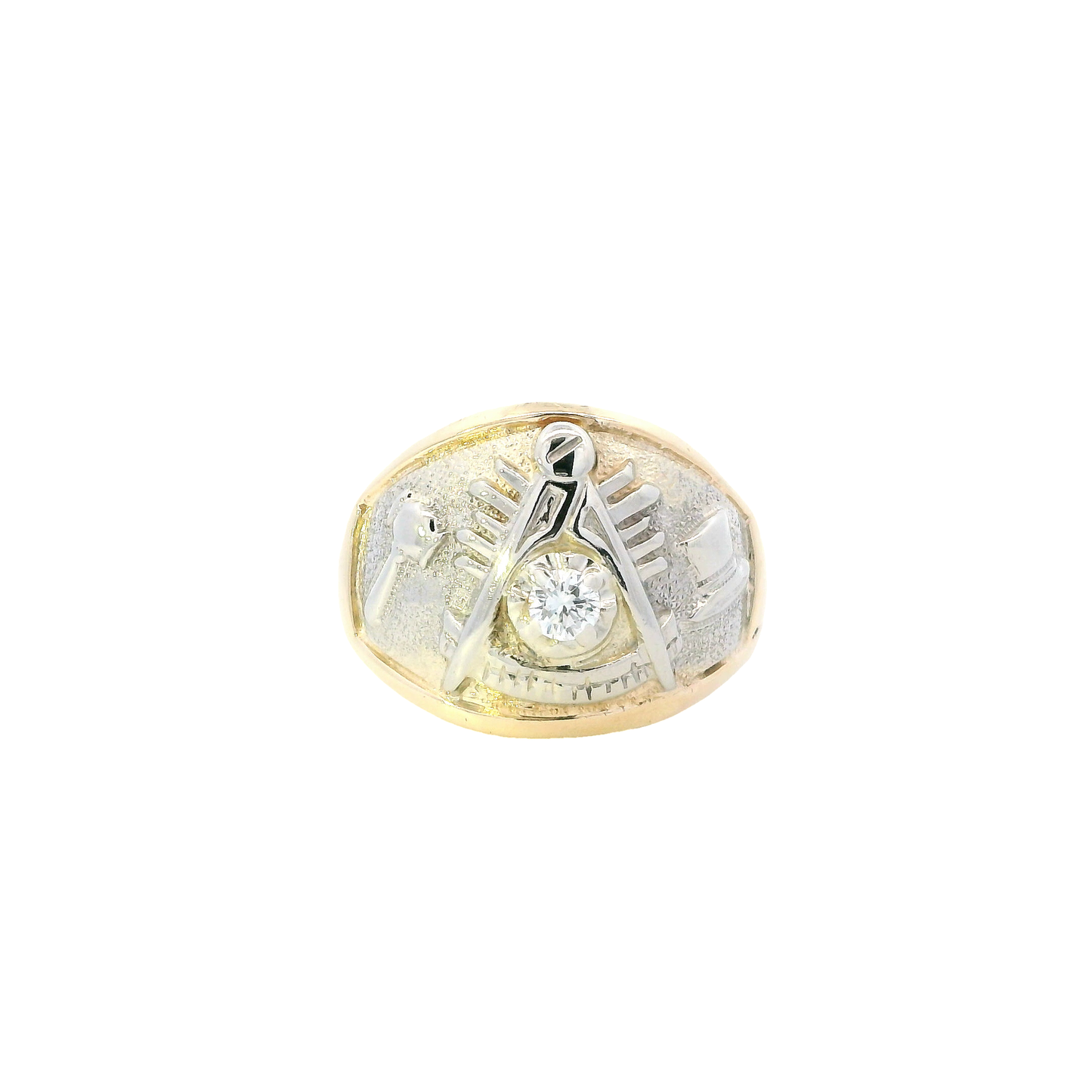 10K Yellow & White Gold Diamond Mason Ring - 0.15ct