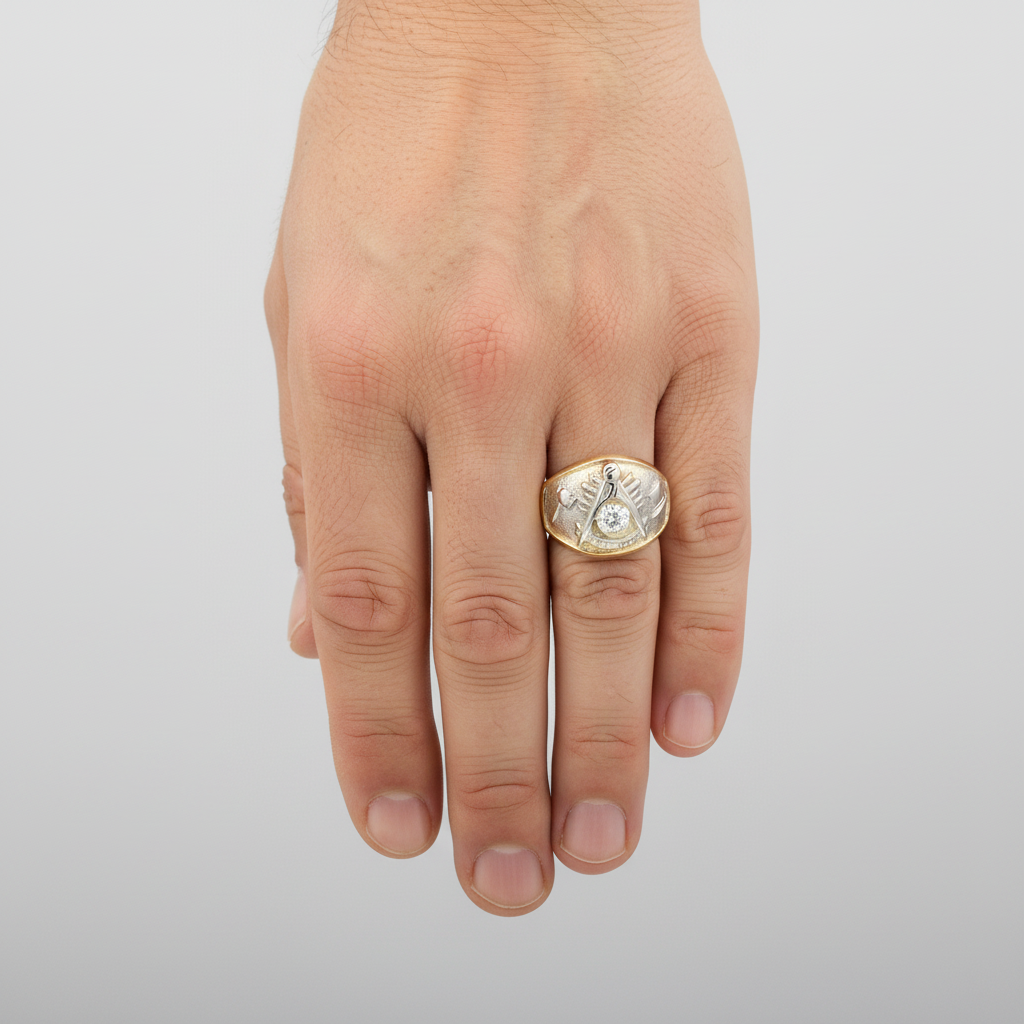 10K Yellow & White Gold Solitaire Diamond Mason Ring - 0.15ct