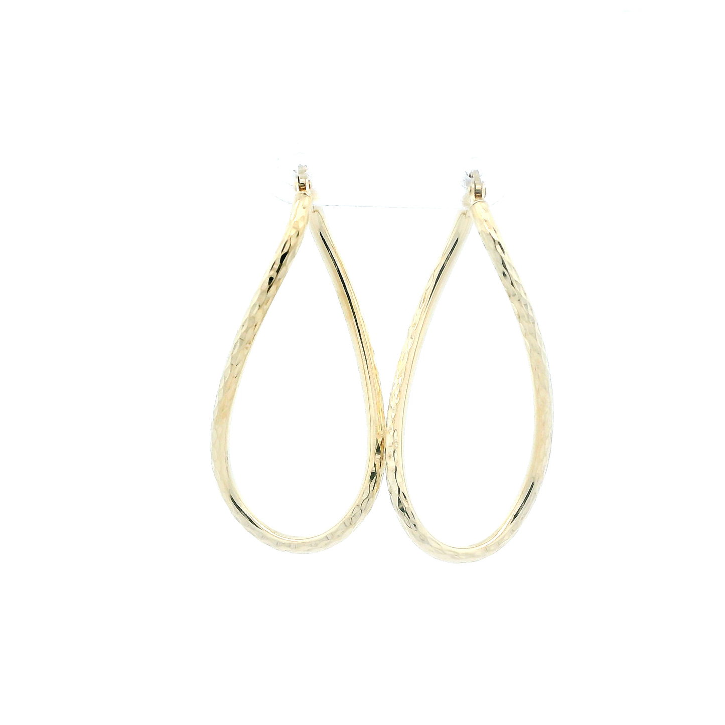 14K Yellow Gold DC Oval Twist Hoop Earrings