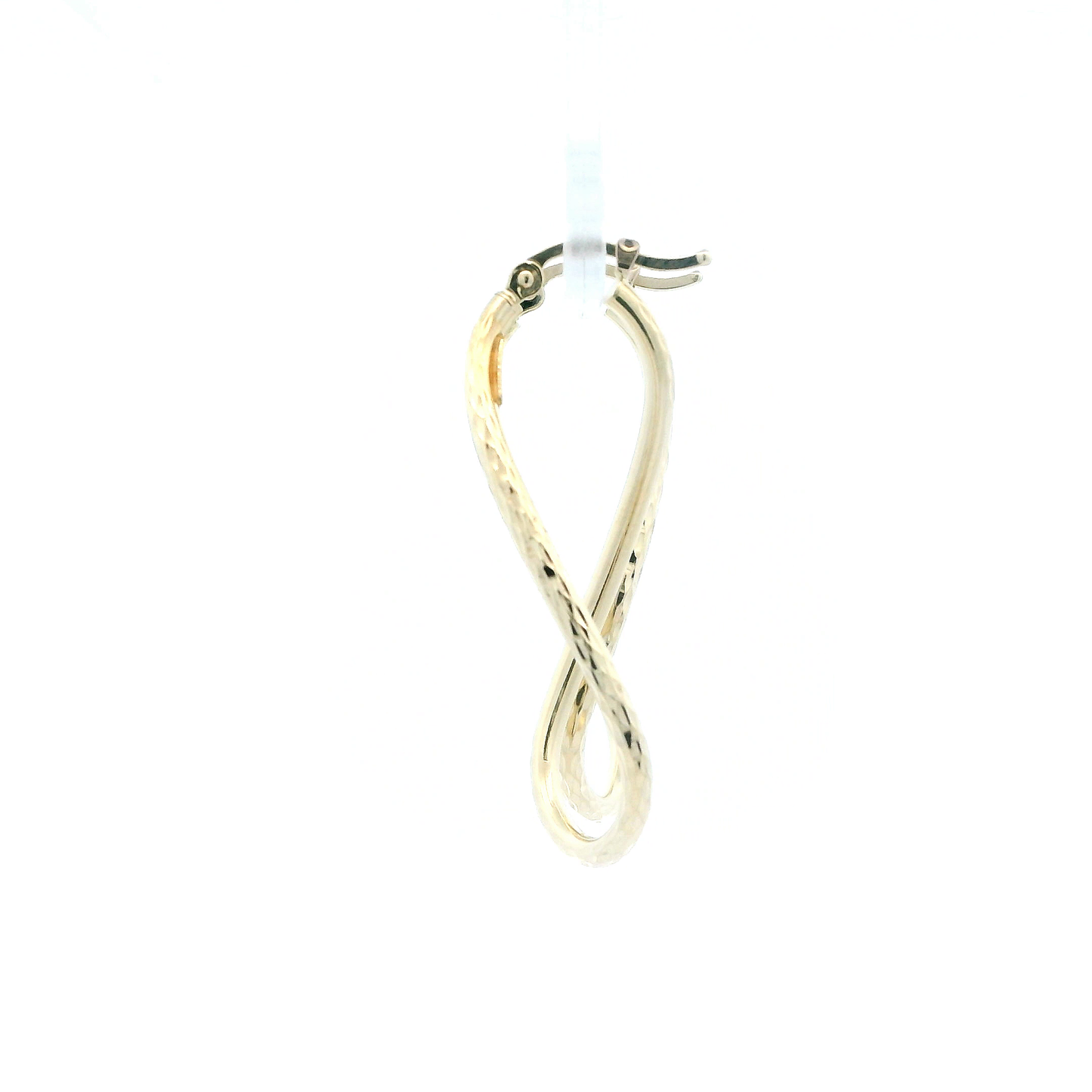 14K Yellow Gold DC Oval Twist Hoop Earrings