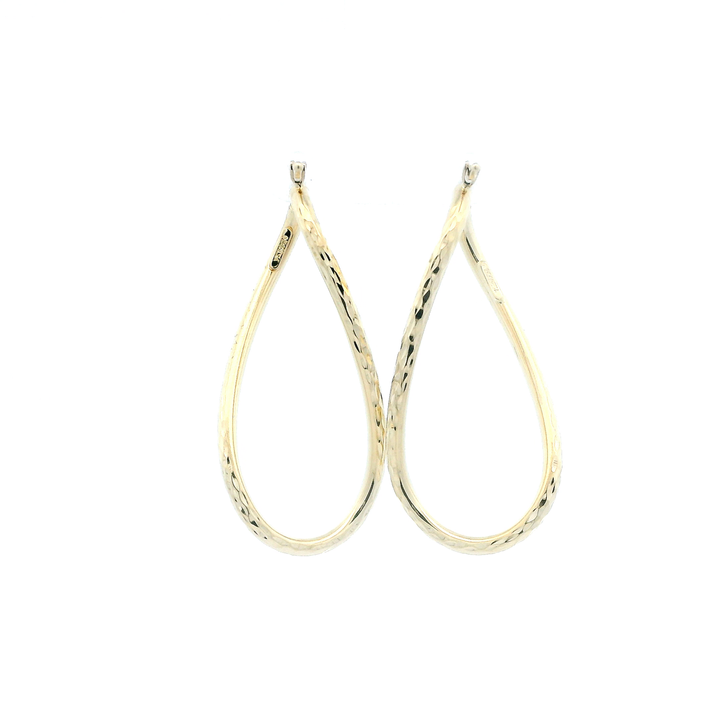 14K Yellow Gold DC Oval Twist Hoop Earrings