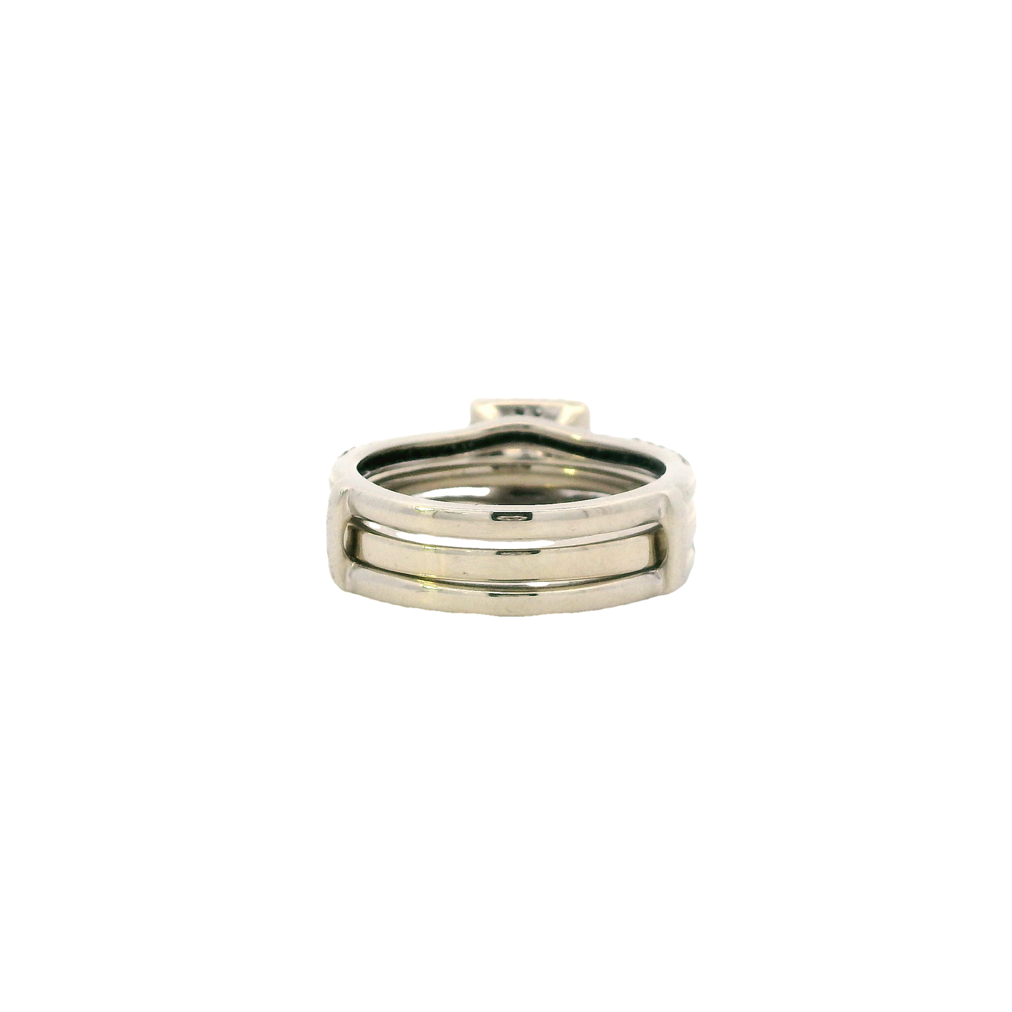 14K White Gold Diamond Engagement & Wedding Ring Set - 0.96ct