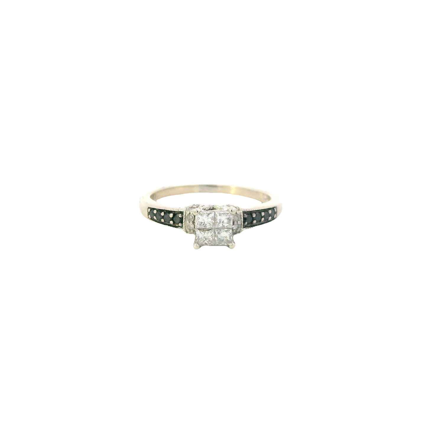 10K White Gold Black Diamond Women's Ring - 0.45ct