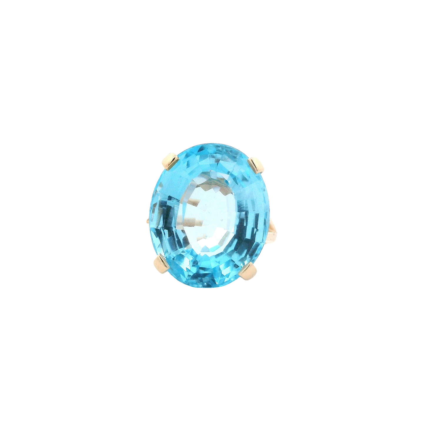 14K Yellow Gold Oval Blue Topaz Ring