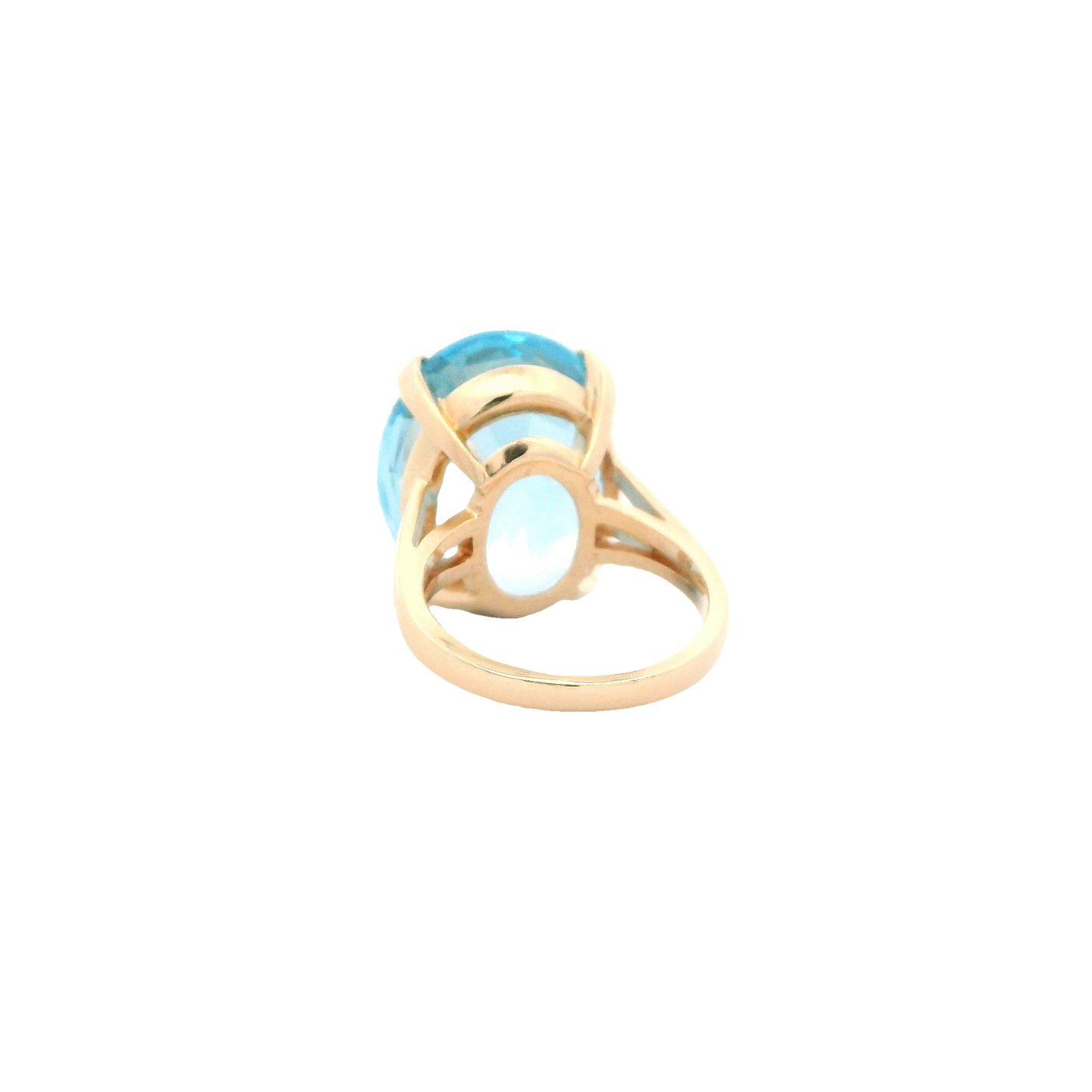 14K Yellow Gold Oval Blue Topaz Ring