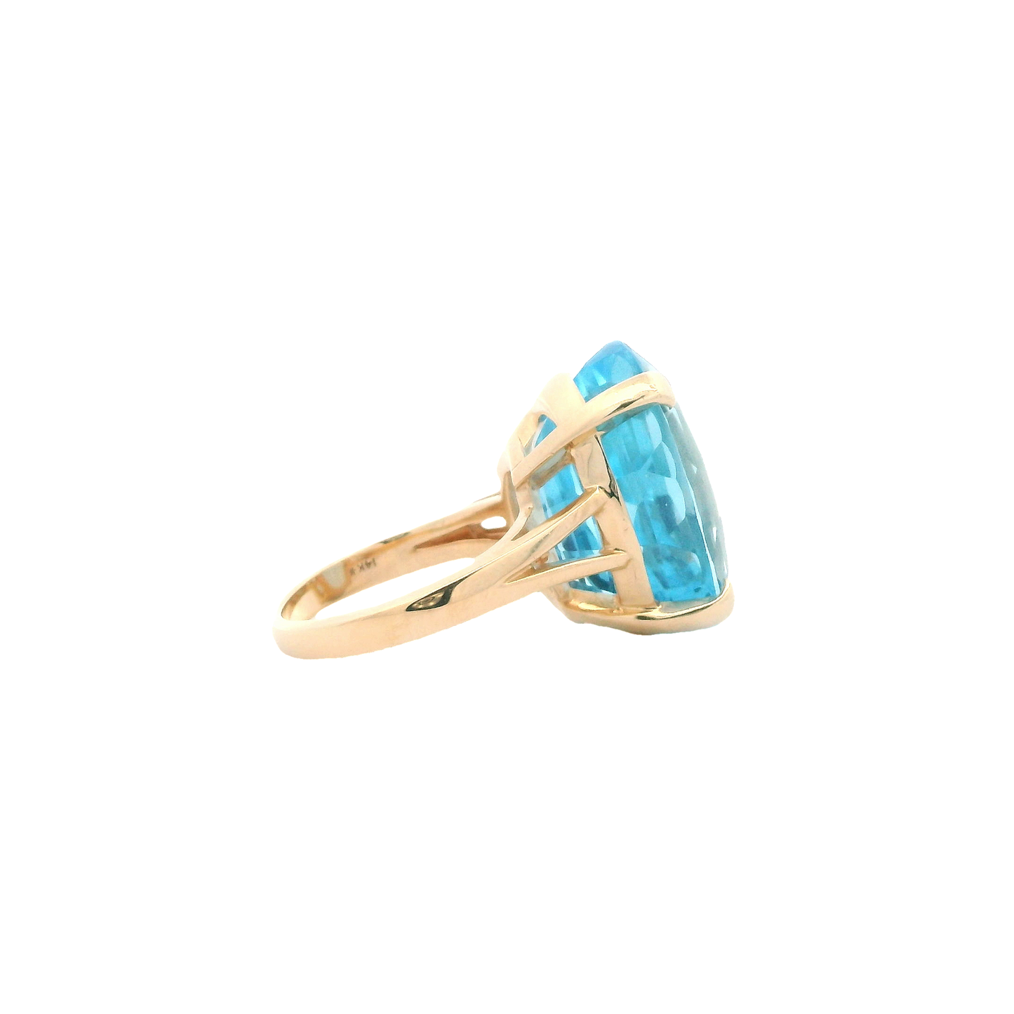 14K Yellow Gold Oval Blue Topaz Ring