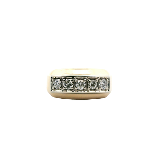 14K Yellow Gold Men's Diamond Ring - 0.75ct