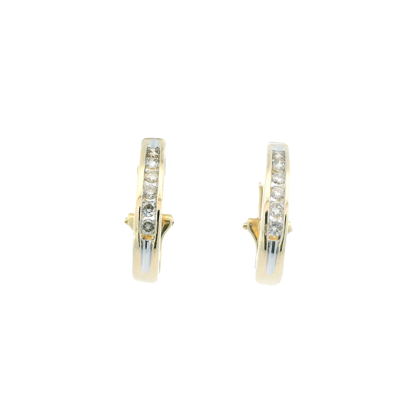 10K Yellow Gold Diamond Lever Back Half Hoop Earrings -0.40ct