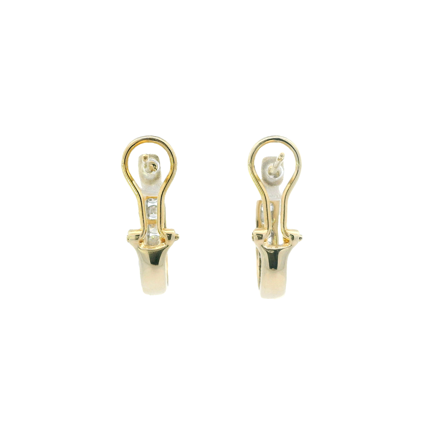 10K Yellow Gold Diamond Lever Back Half Hoop Earrings -0.40ct