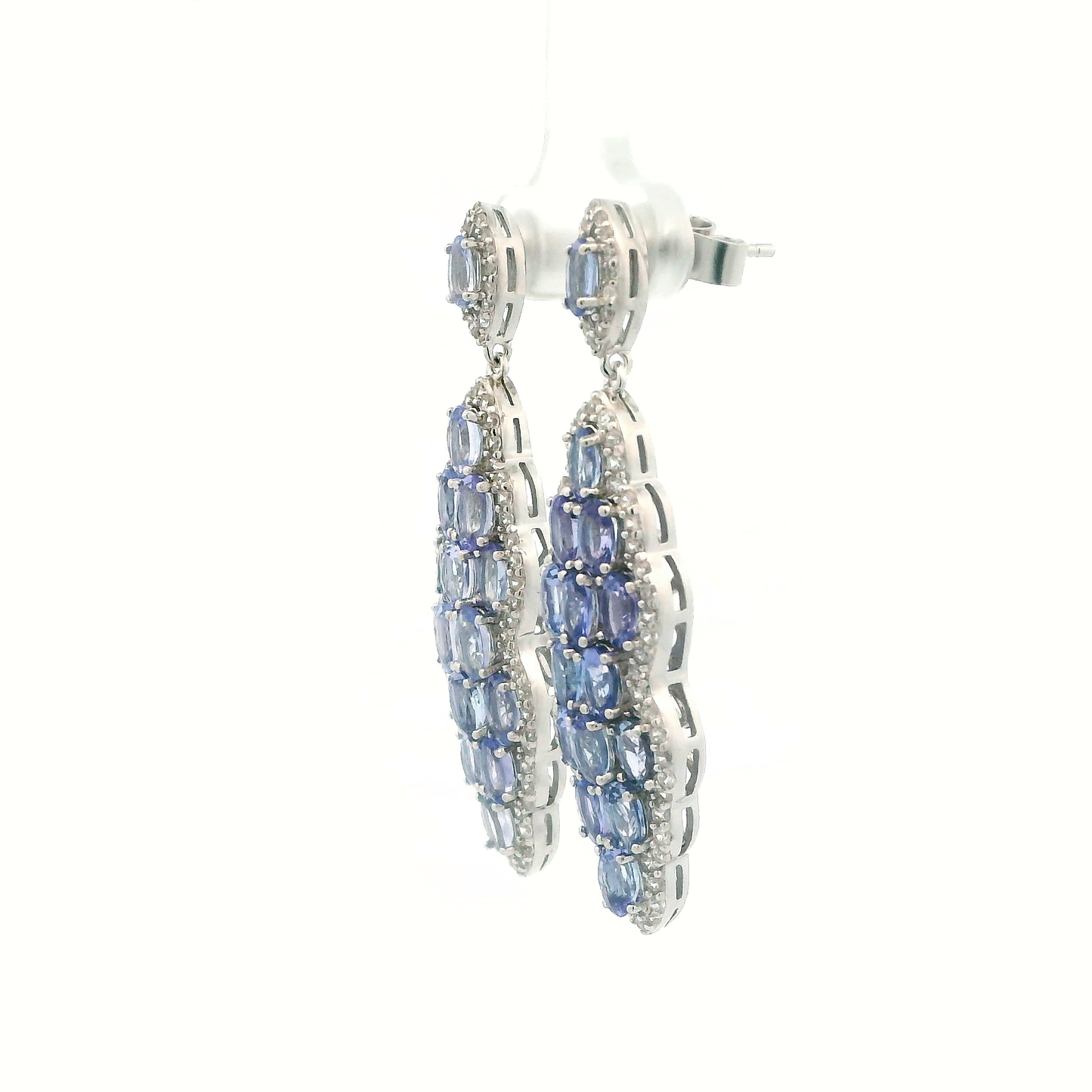 Rarities Carol Brodie Sterling Silver Tanzanite 7 White Zircon Drop Earrings
