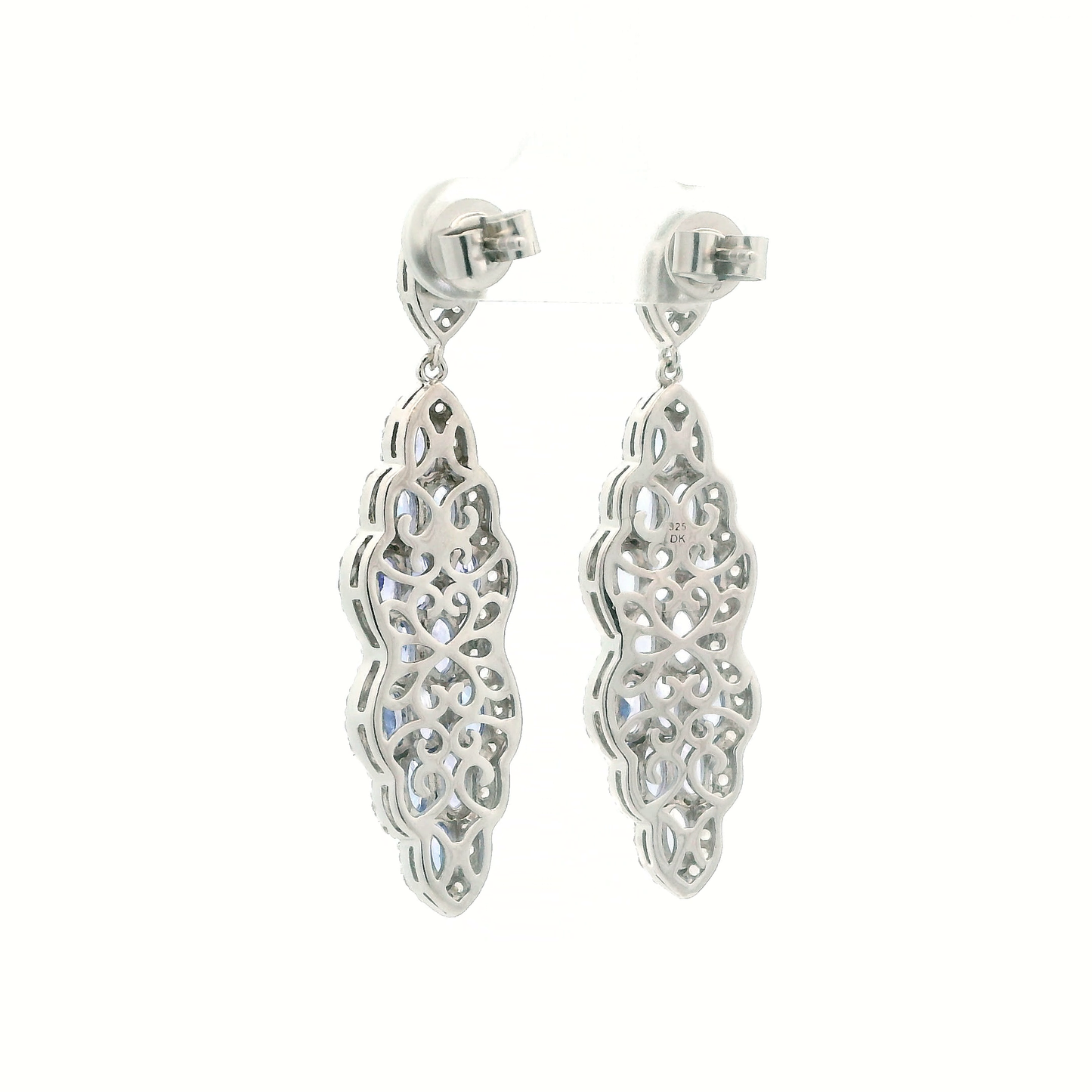 Rarities Carol Brodie Sterling Silver Tanzanite 7 White Zircon Drop Earrings