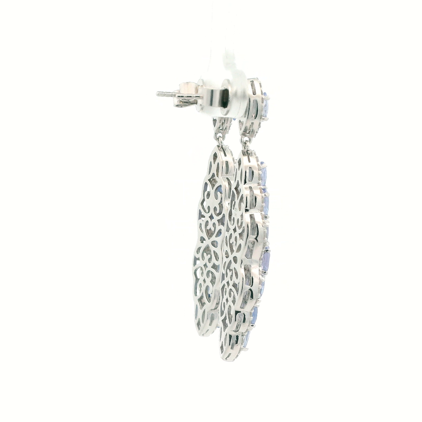 Rarities Carol Brodie Sterling Silver Tanzanite 7 White Zircon Drop Earrings