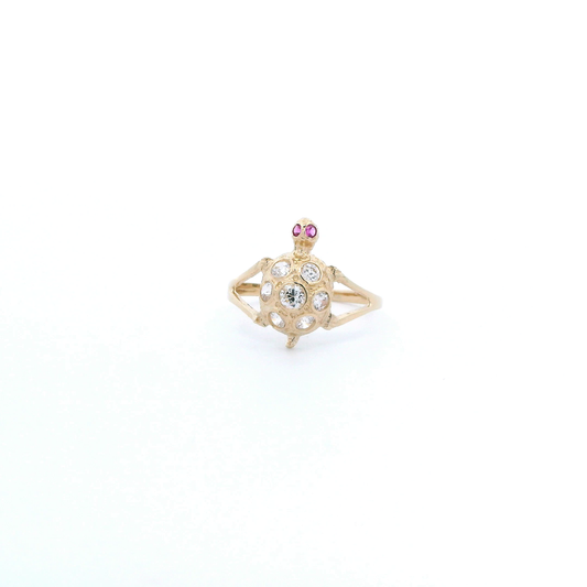 14K Cubic Zirconia Womens Turtle Ring