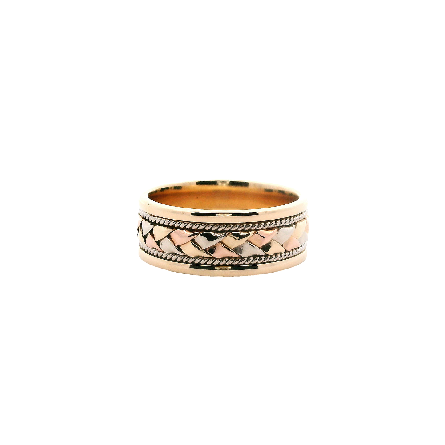 14K Tri-Color Gold Braided / Beaded Band