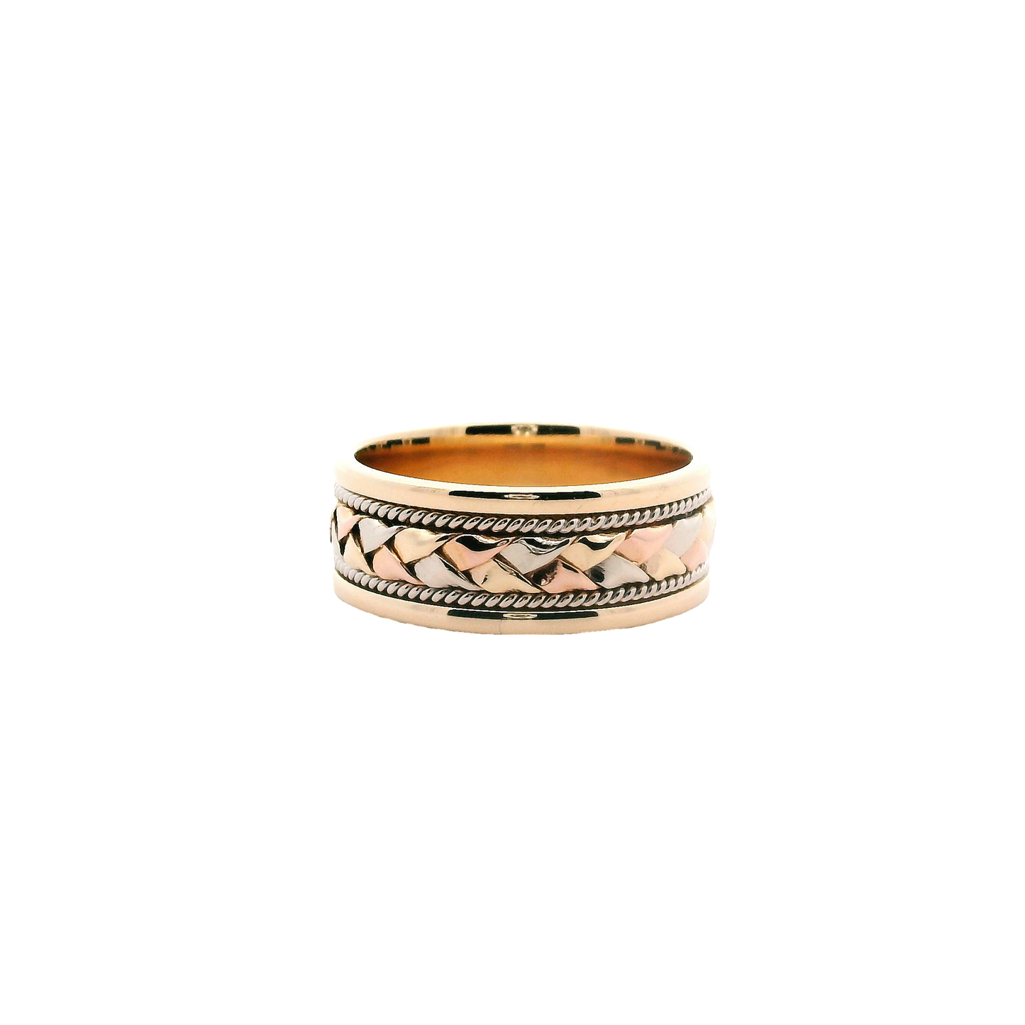 14K Tri-Color Gold Braided / Beaded Band