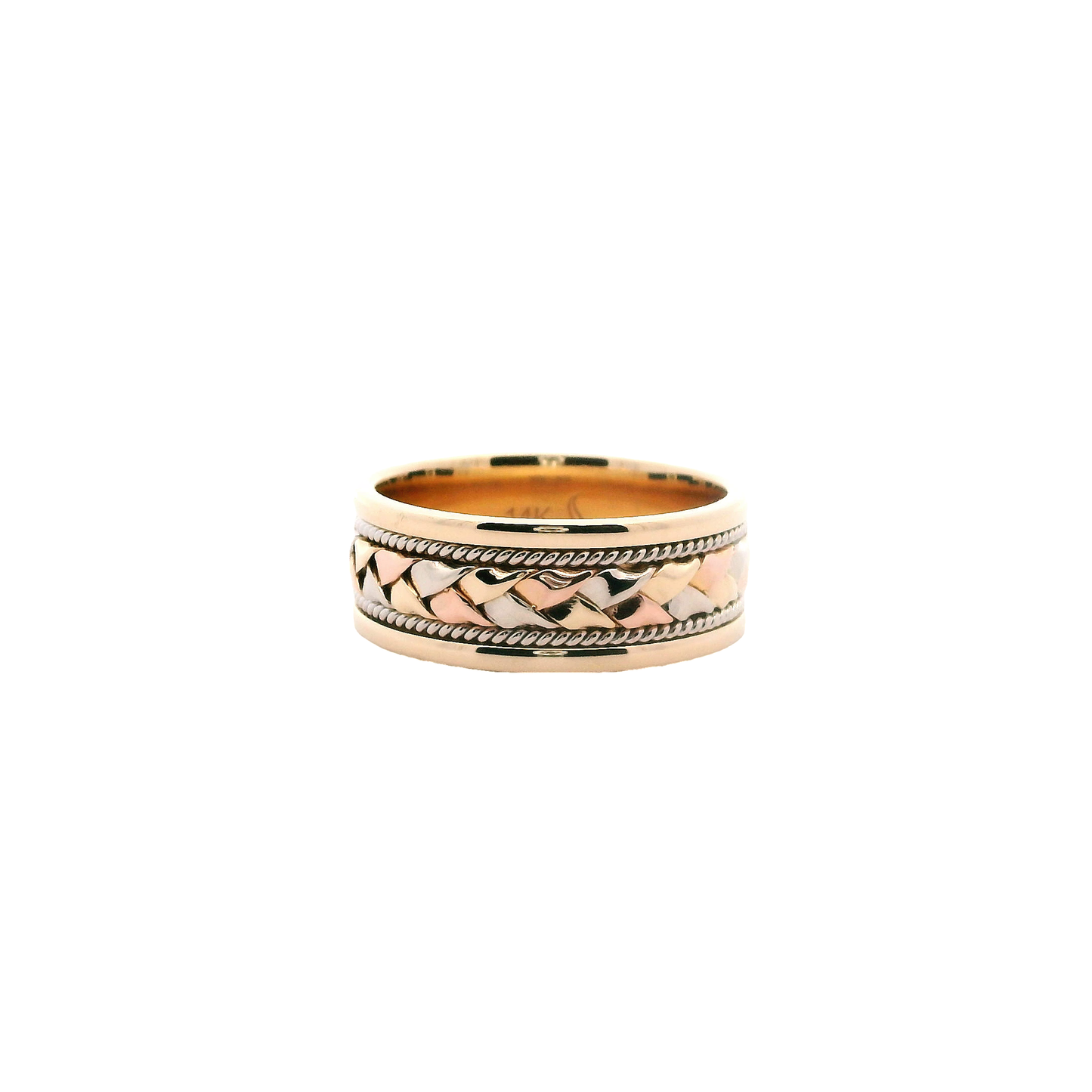14K Tri-Color Gold Braided / Beaded Band
