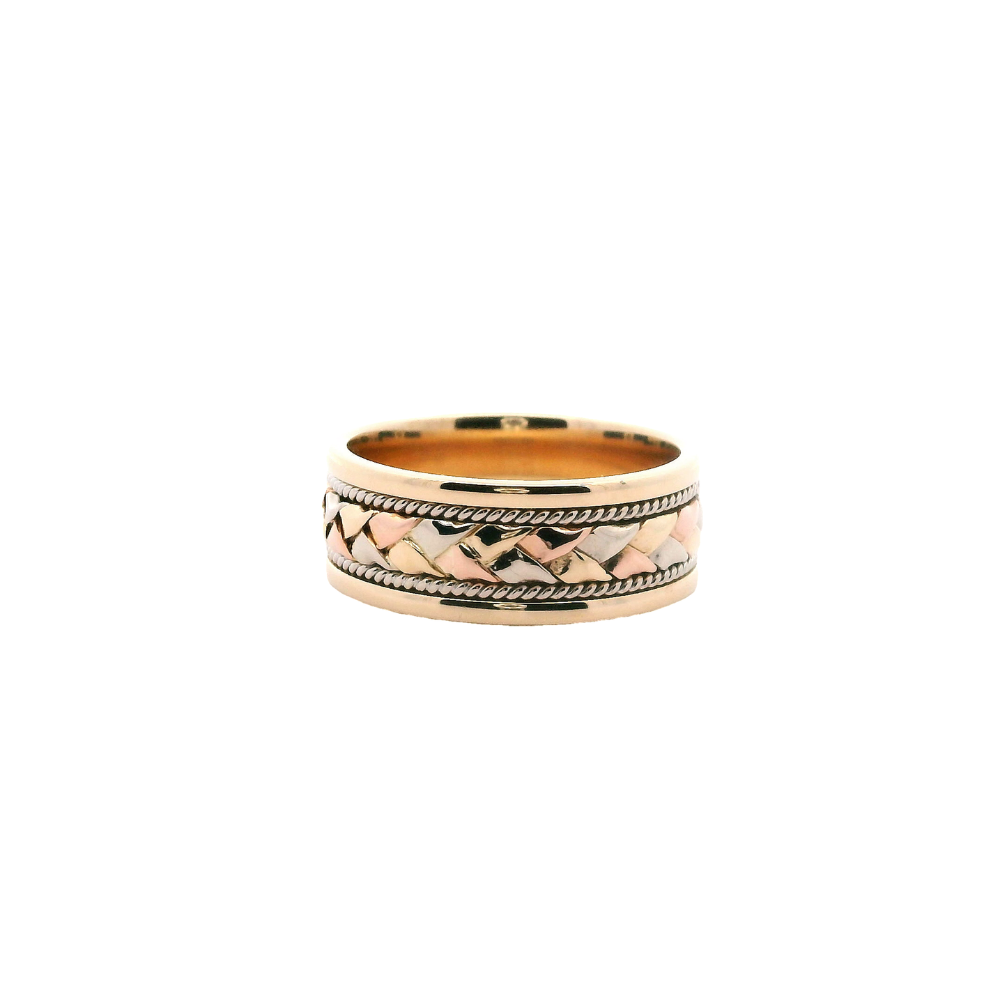 14K Tri-Color Gold Braided / Beaded Band