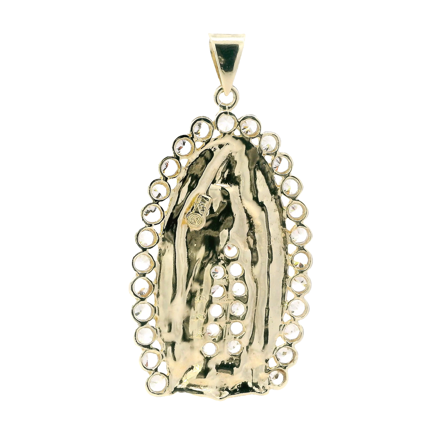10K Yellow & White Gold CZ Virgin Mary Pendant