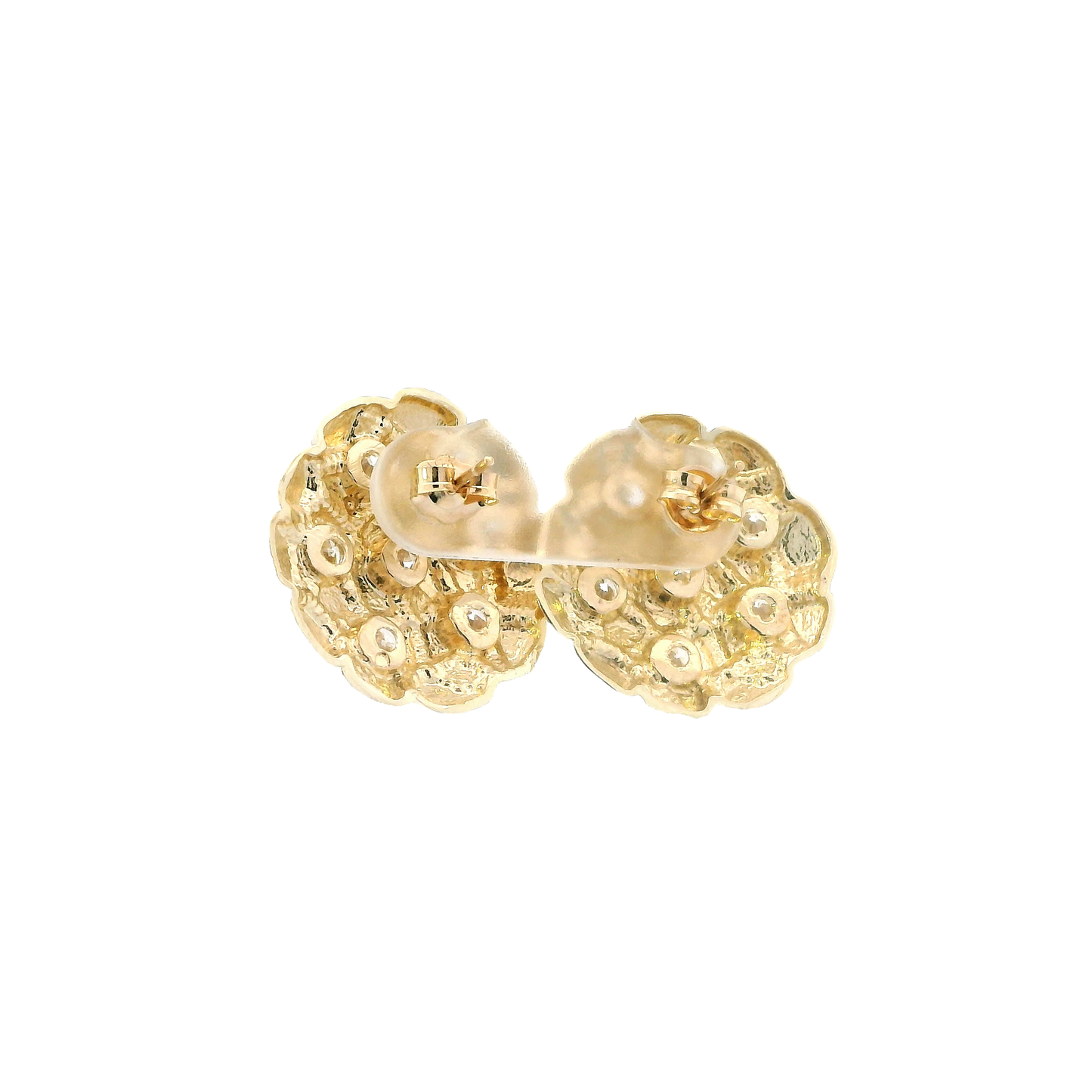 10K Yellow Gold CZ Nugget Earrings