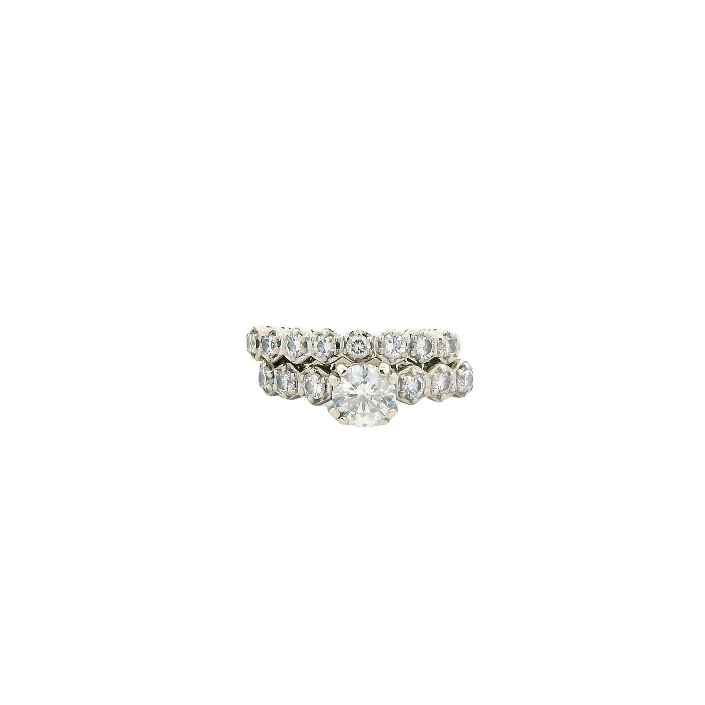 14K White Gold Diamond Engagement & Wedding Ring Set - 1.27ct