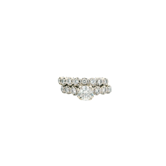 14K White Gold Diamond Engagement & Wedding Ring Set - 1.27ct
