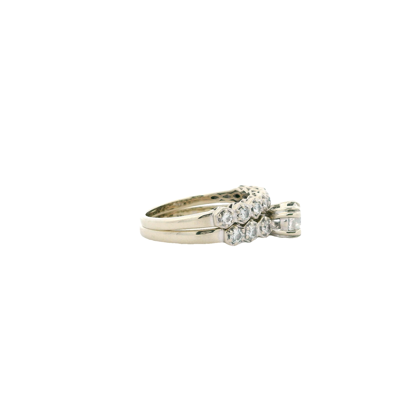 14K White Gold Diamond Engagement & Wedding Ring Set - 1.27ct