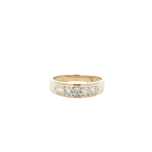 14K Yellow Gold Diamonds Mens Ring - 0.75ct