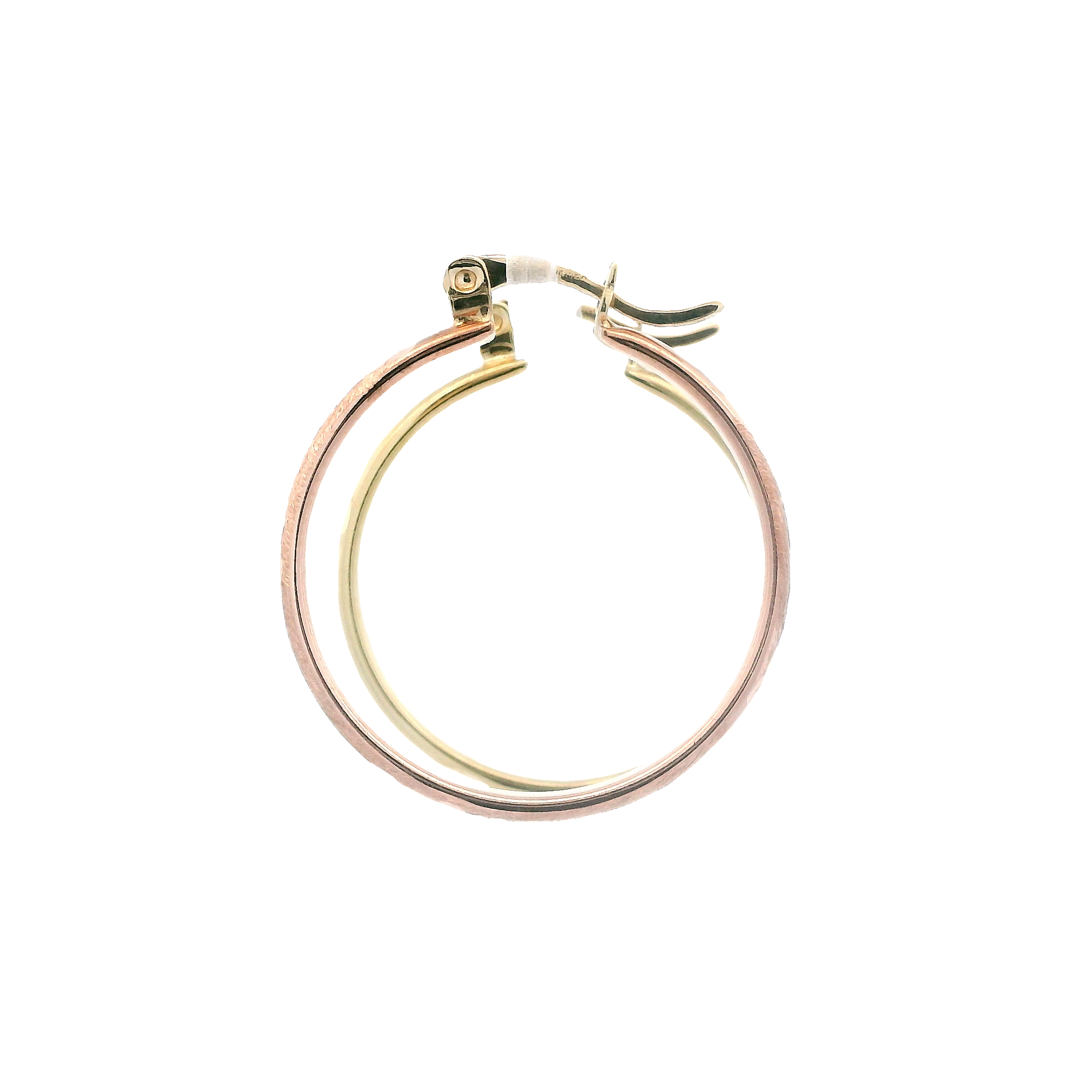 10K Yellow & Rose Gold Diamond Cut Hoop Earrings