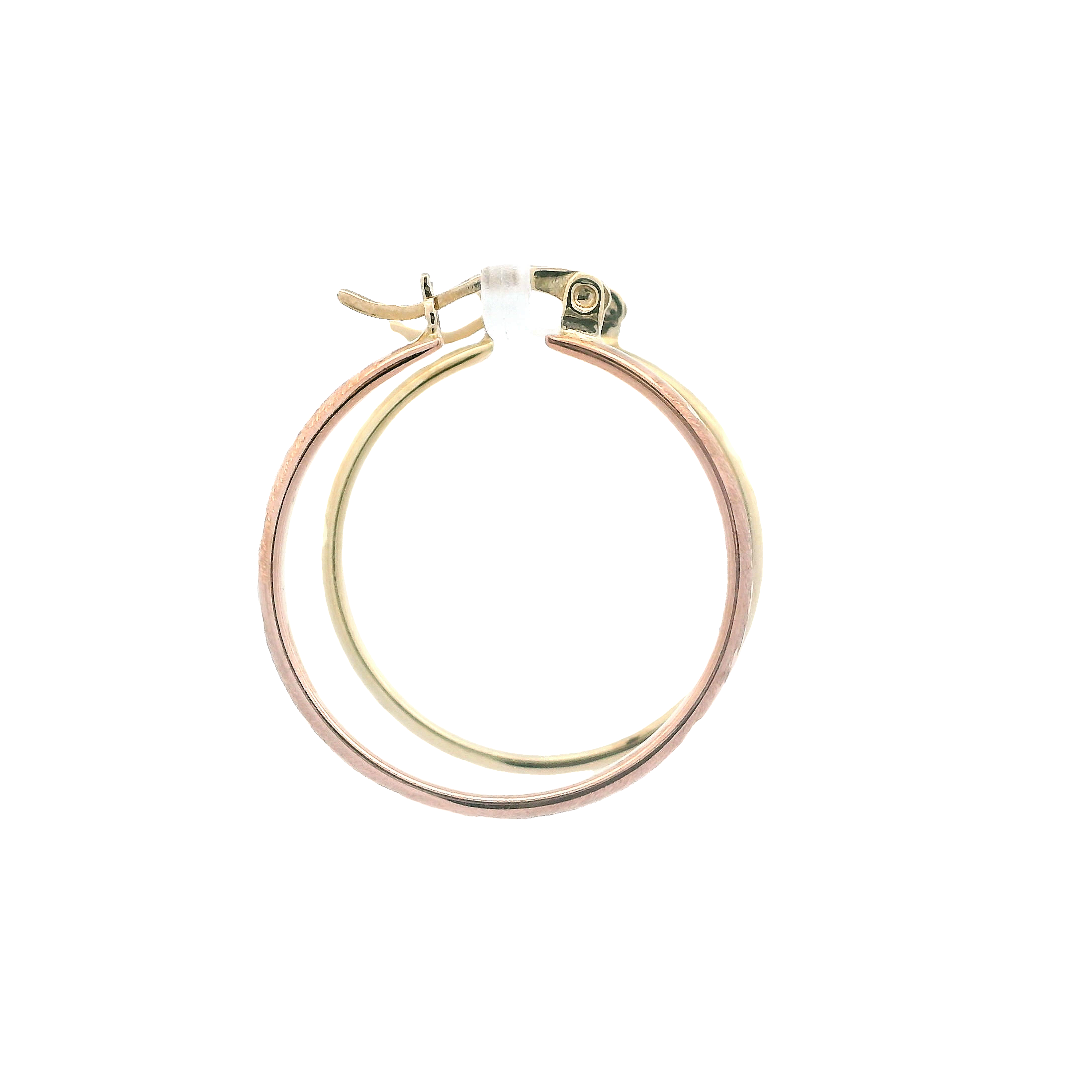 10K Yellow & Rose Gold Diamond Cut Hoop Earrings