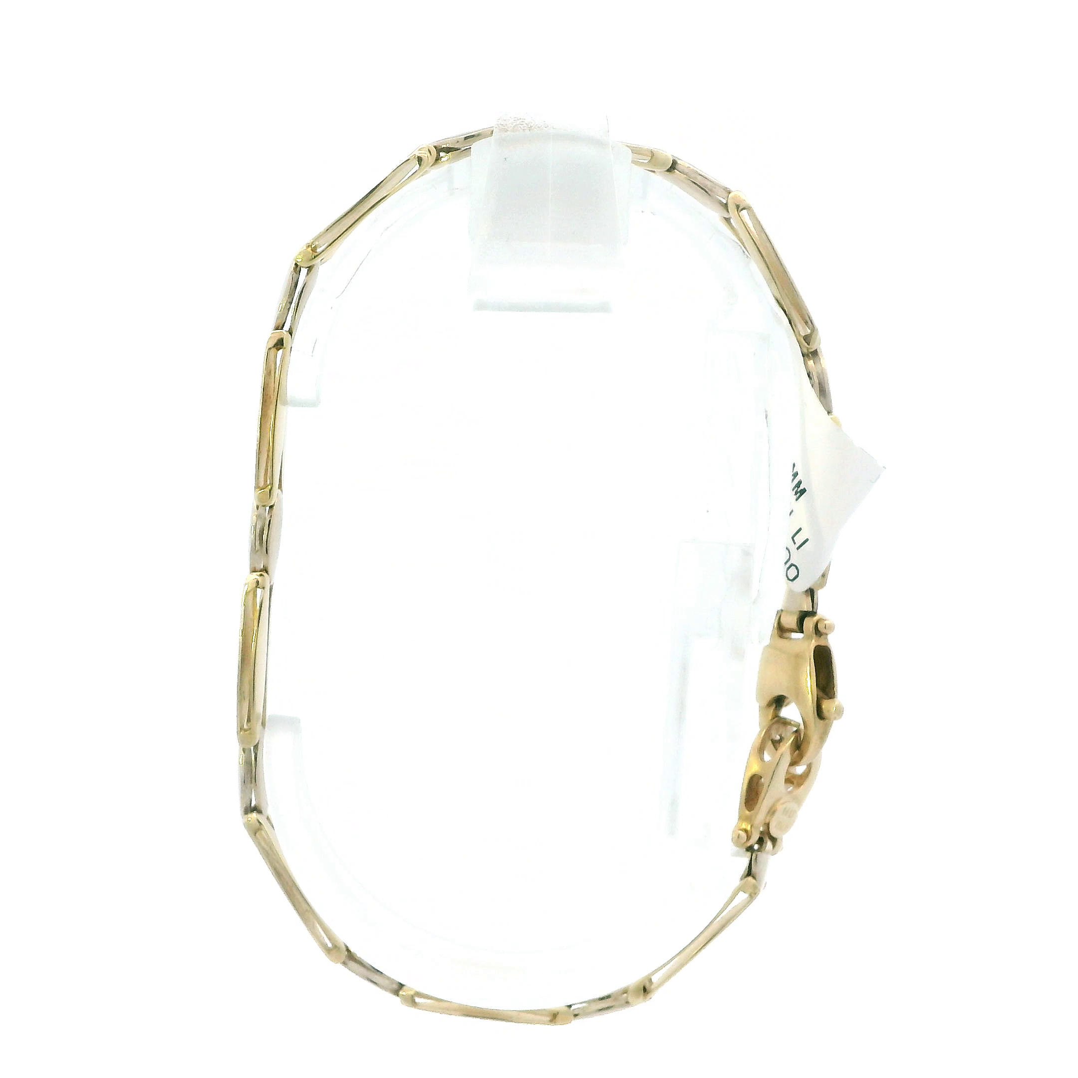 14K Yellow & White Gold Double Bar Oval Link Bracelet