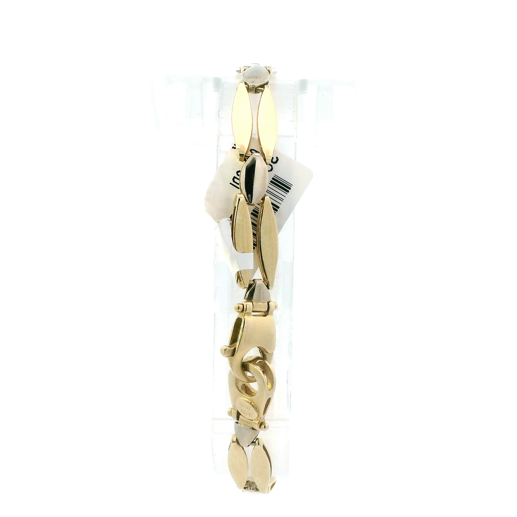 14K Yellow & White Gold Double Bar Oval Link Bracelet