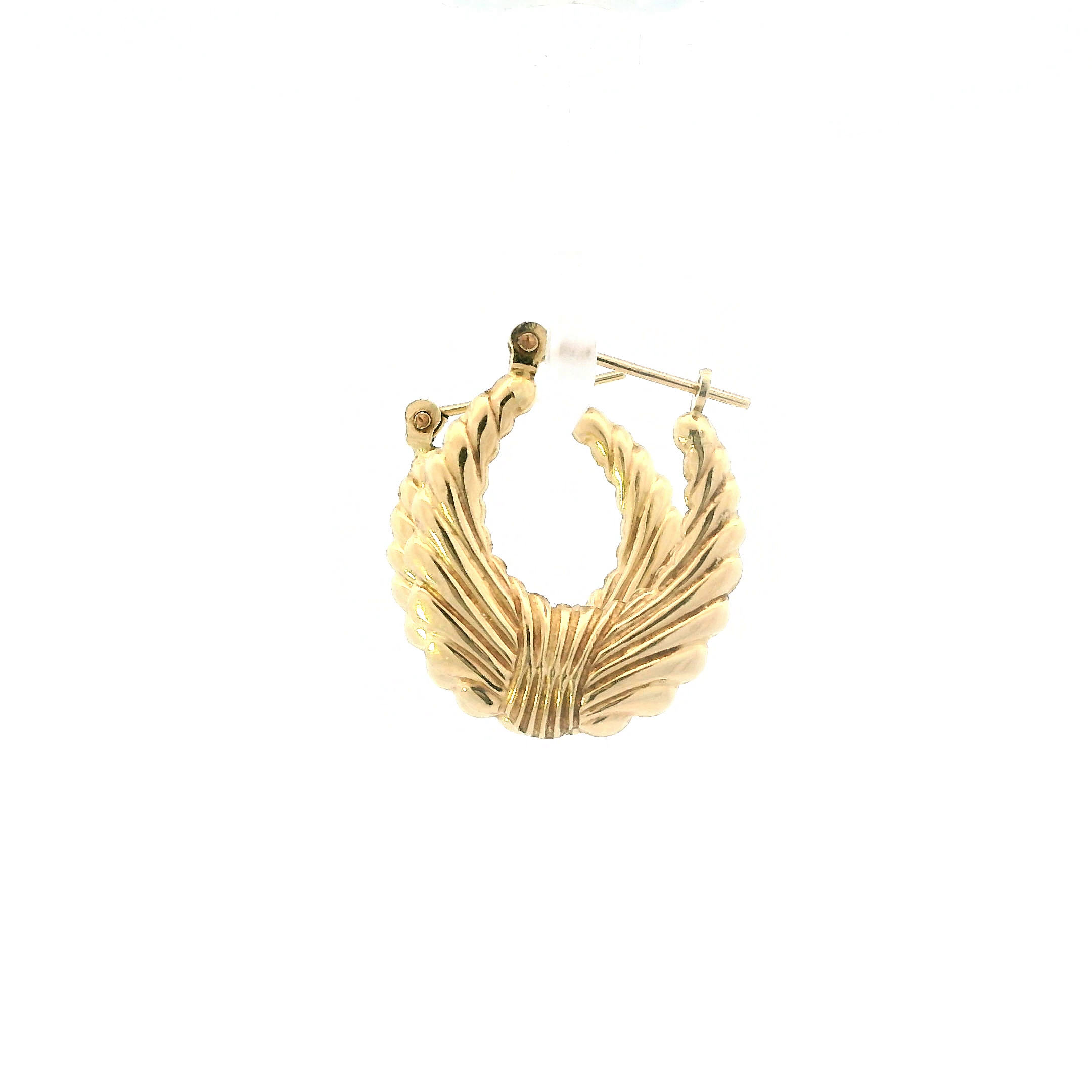 14K Yellow Gold Scalloped Hoop Earrings
