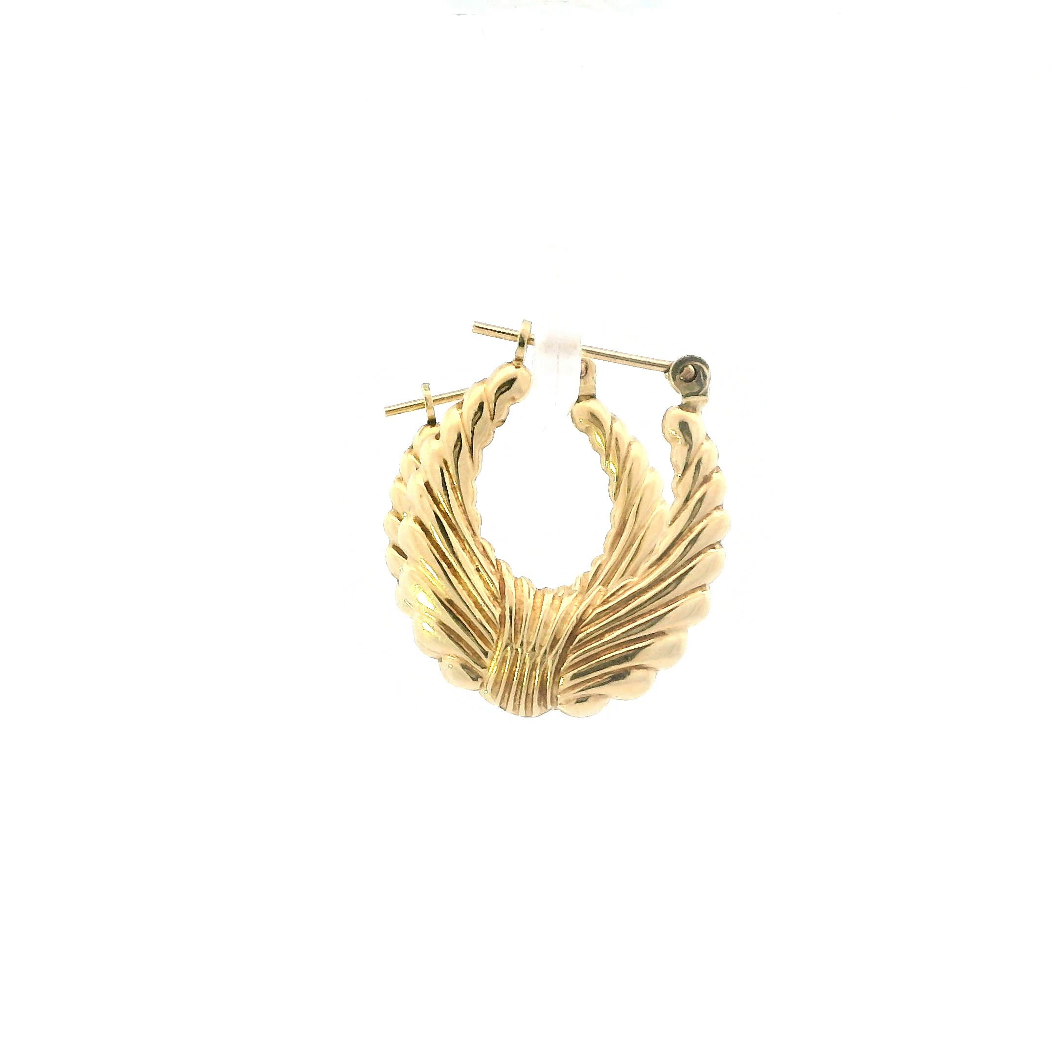 14K Yellow Gold Scalloped Hoop Earrings