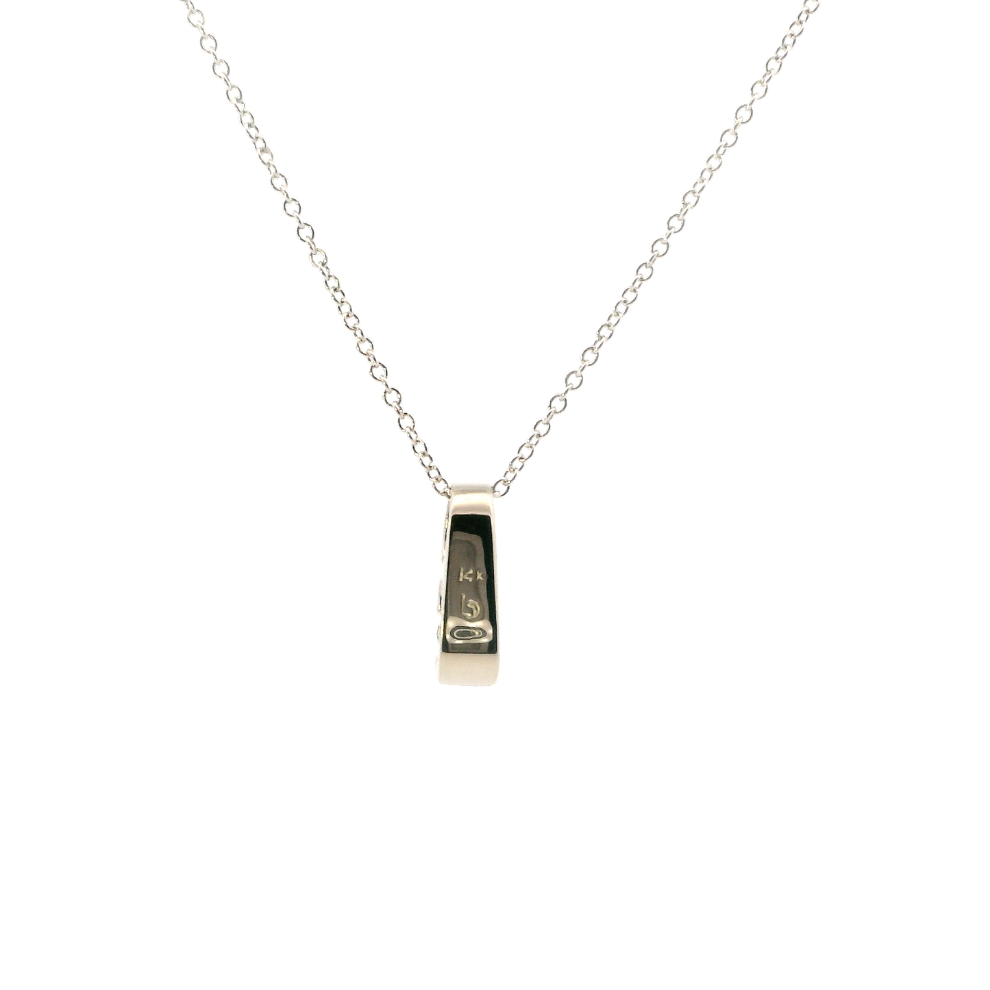 14K White Gold Diamond Pendant & 18"  Cable Chain - 0.15ct