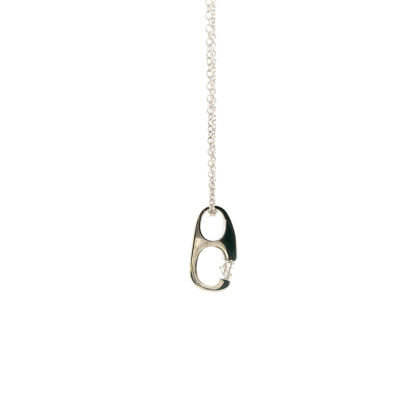 14K White Gold Diamond Pendant & 18"  Cable Chain - 0.15ct