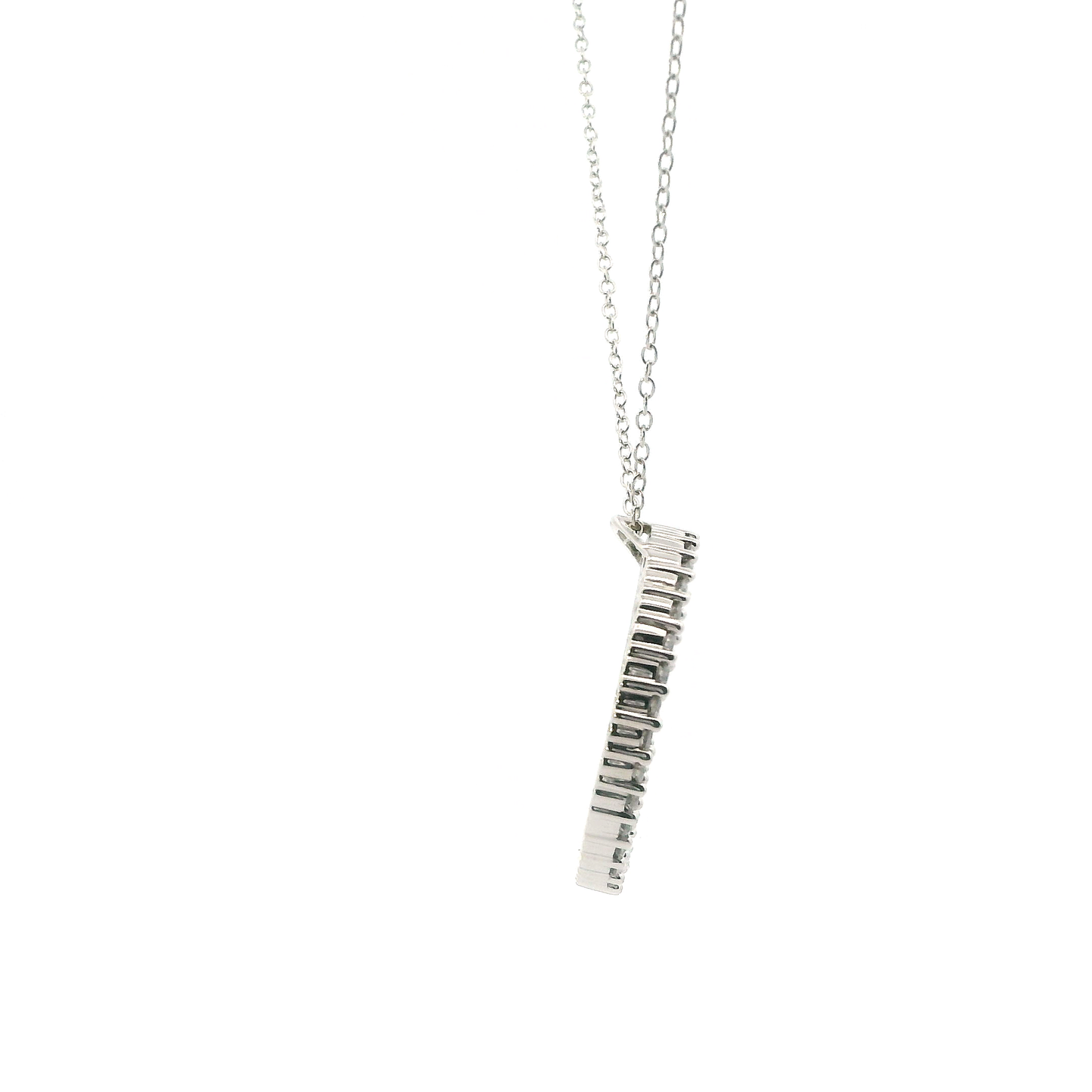 14K White Gold Diamond Circle Pendant & 28" Cable Link Chain - 0.76ct