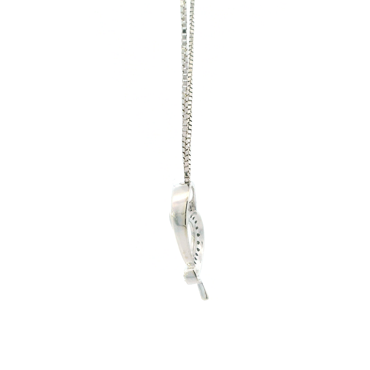 14K White Gold Diamond Heart Pendant & Cable Chain - 0.03ct