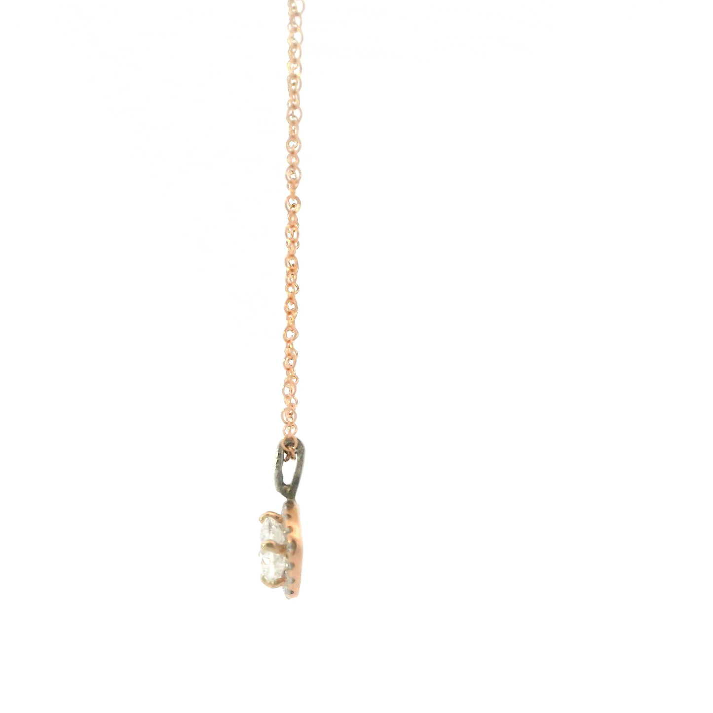 14K Rose Gold Diamond Pendant & 16-18" Cable Chain - 0.59ct