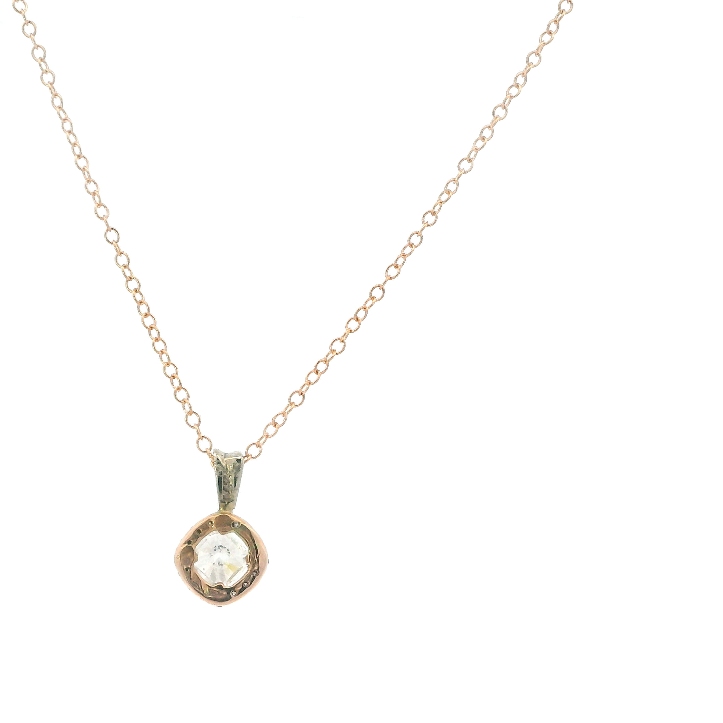 14K Rose Gold Diamond Pendant & 16-18" Cable Chain - 0.59ct