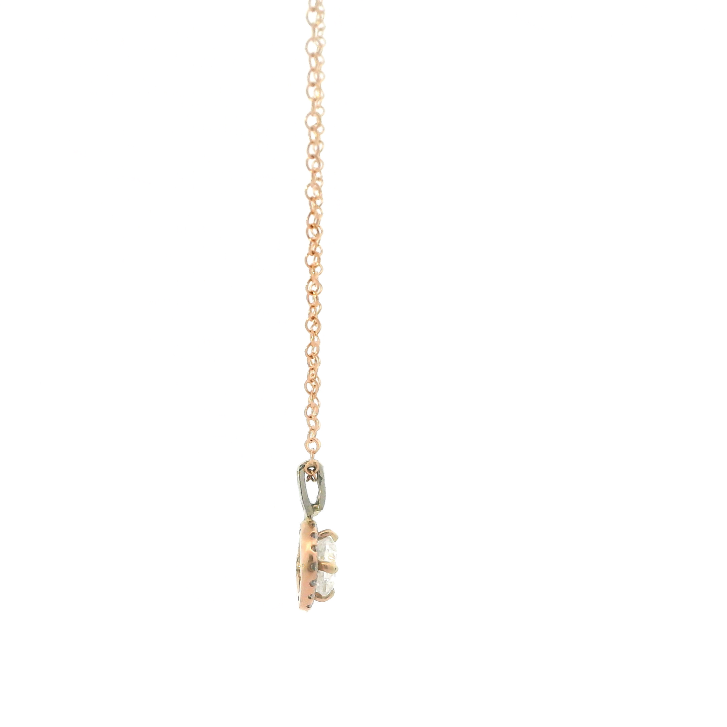 14K Rose Gold Diamond Pendant & 16-18" Cable Chain - 0.59ct